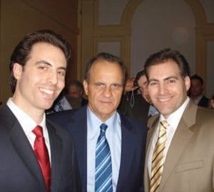 Rob Magnotti Comedian, Impressionist, Actor, with New York Yankee Manager Joe Torre and Al Magnotti at Hammerstein Ballroom in New York City