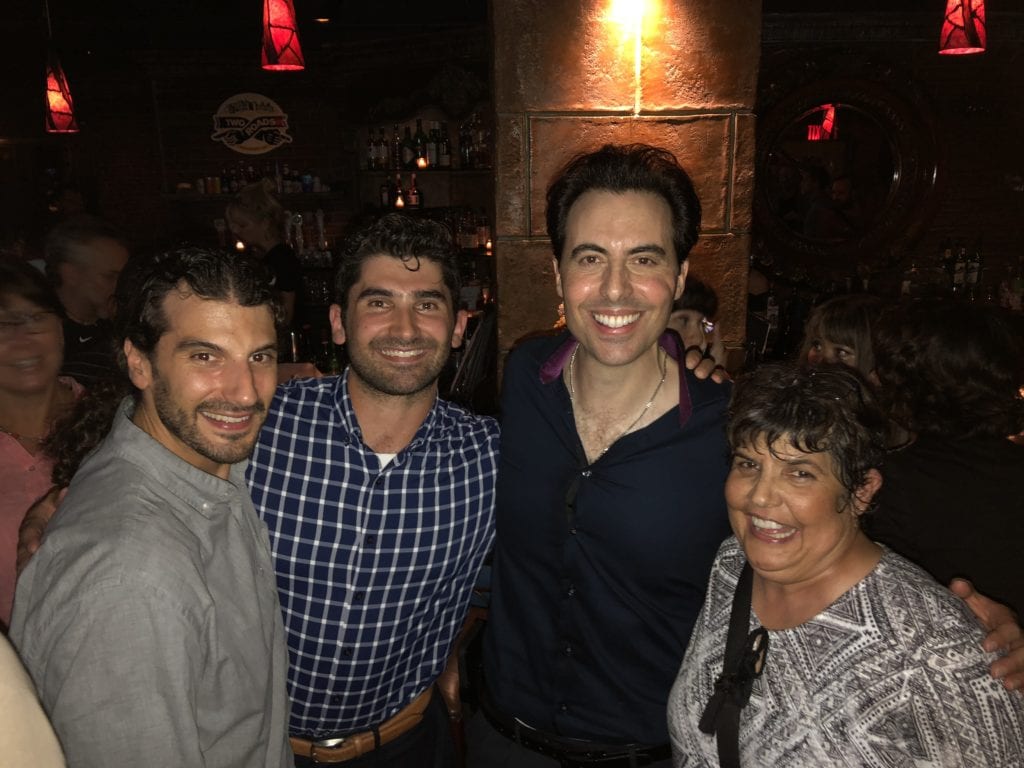 Rob Magnotti Comedian Impressionist Actor post show with fans at the 77 WABC Radio Bernie and Sid Night of Comedy at The Cutting Room NYC New York City