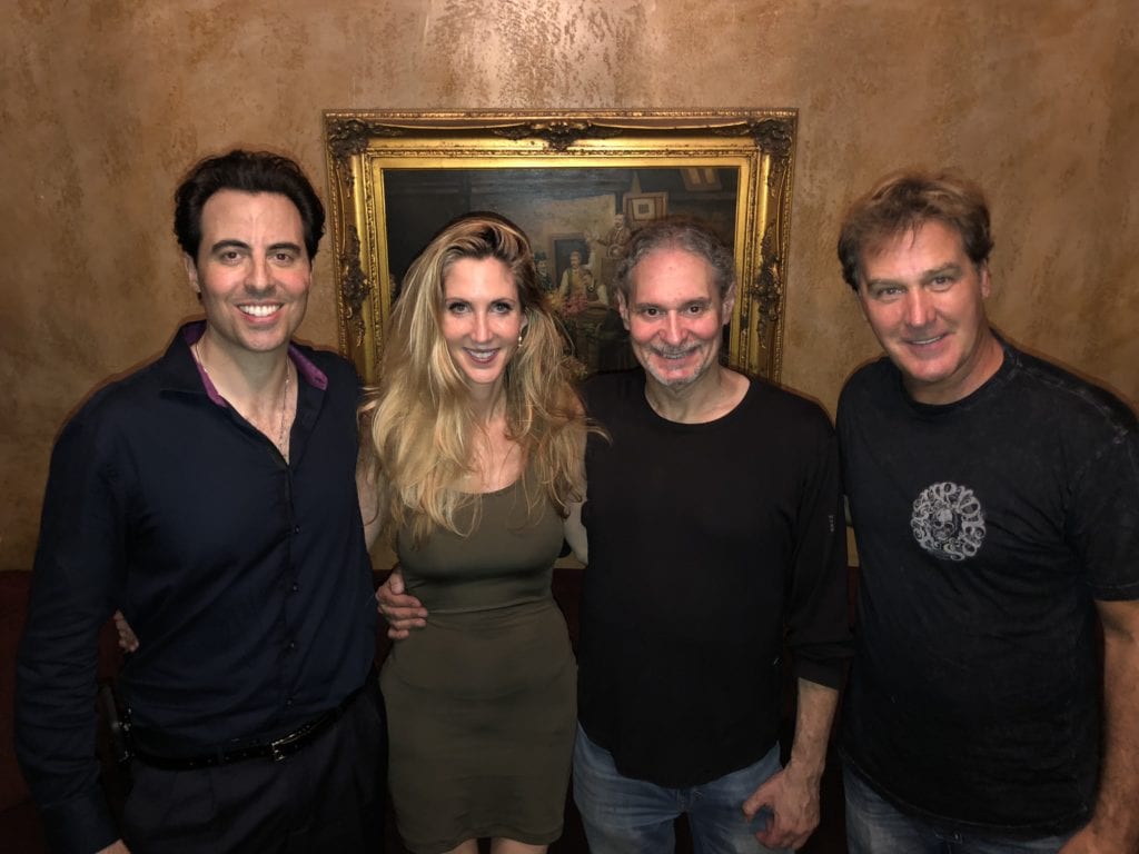 Rob Magnotti Comedian Impressionist Actor post show with Ann Coulter, Steve Walter, and comedian Jim Florentine (Left to Right) at the 77 WABC Radio's Bernie and Sid's Night of Comedy at The Cutting Room NYC New York City