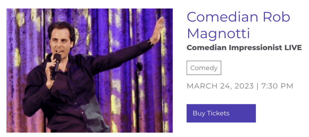 Rob Magnotti comedian at Reilly Arts Center