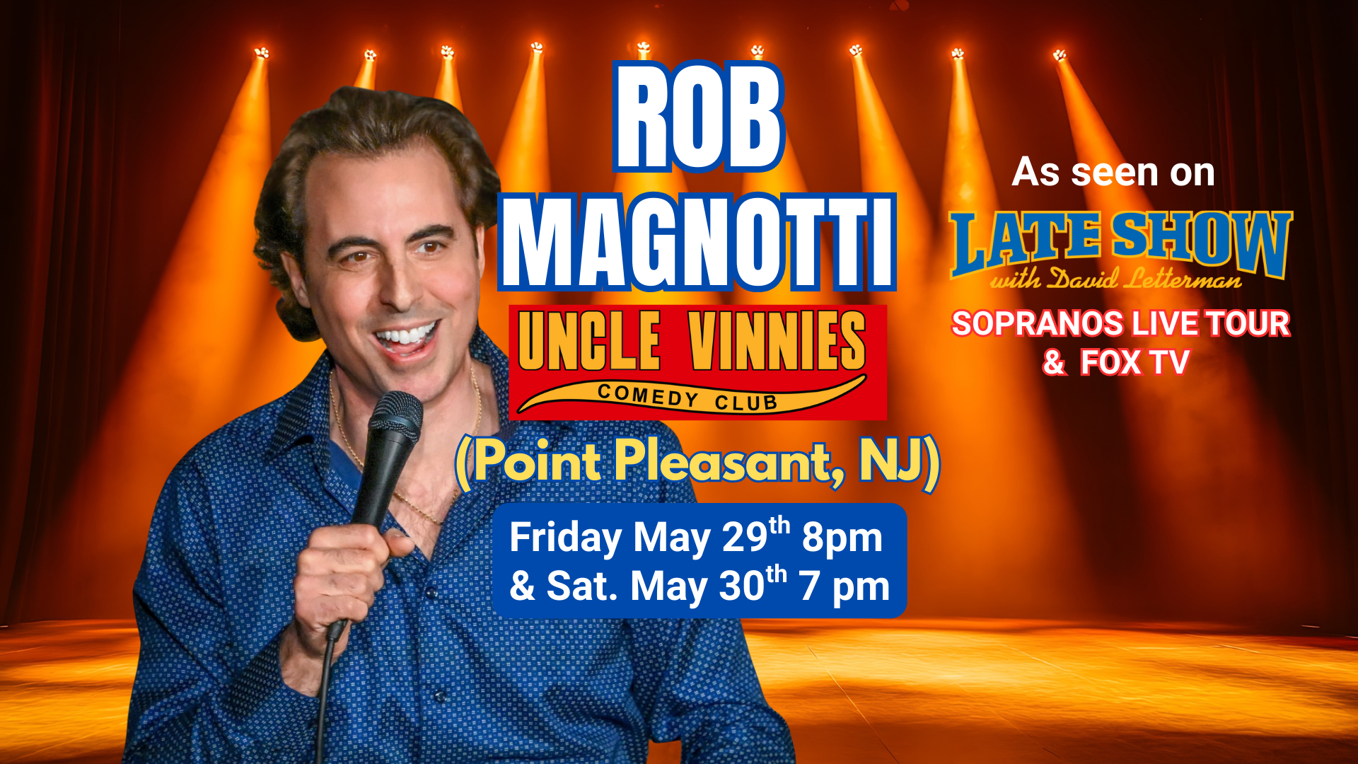 Rob Magnotti Comedian Impressionist from LETTERMAN at Uncle Vinnies Comedy Club Pt Pleasant NJ