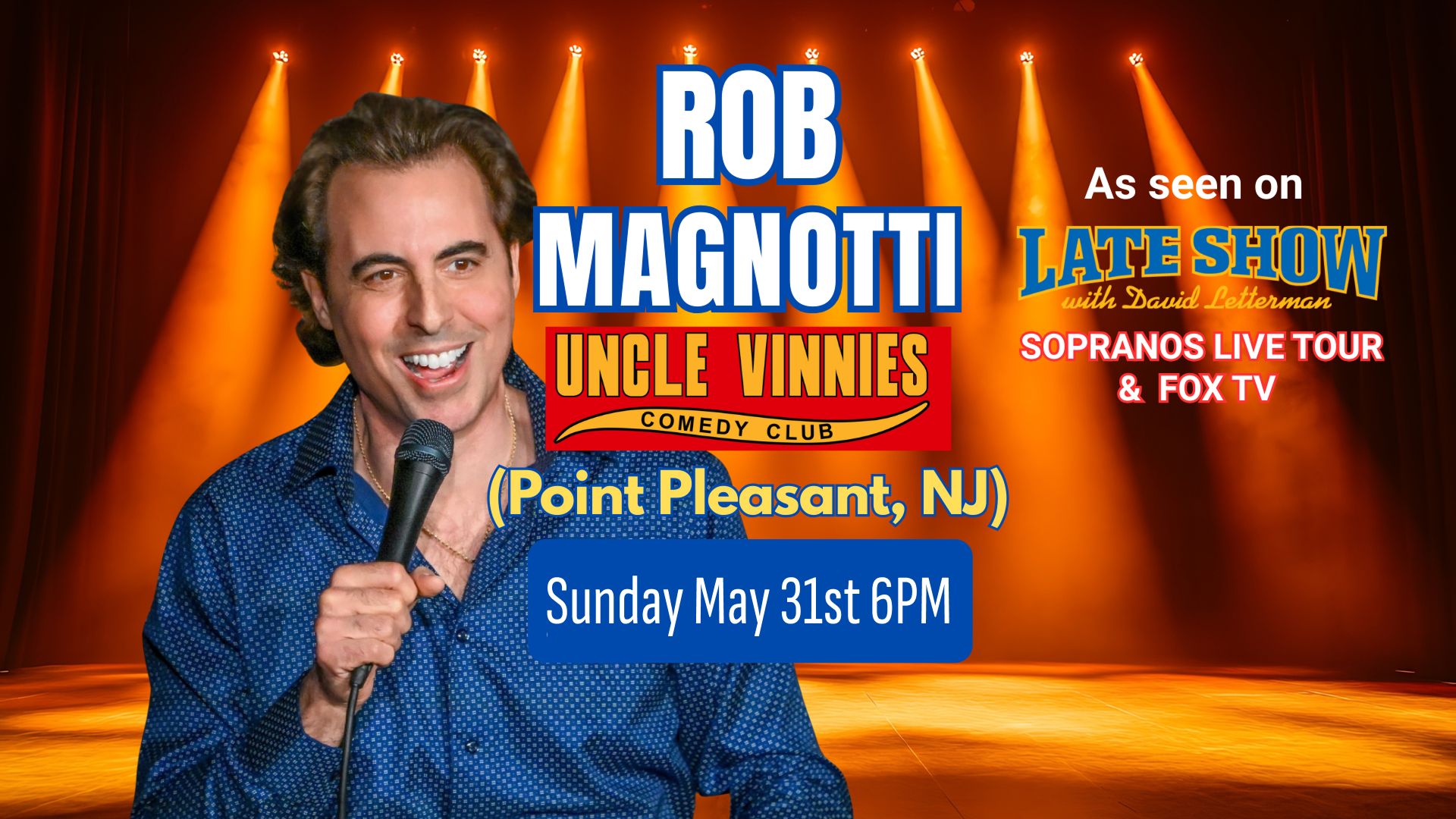 Rob Magnotti Comedian Impressionist from LETTERMAN at Uncle Vinnies Comedy Club Pt Pleasant NJ