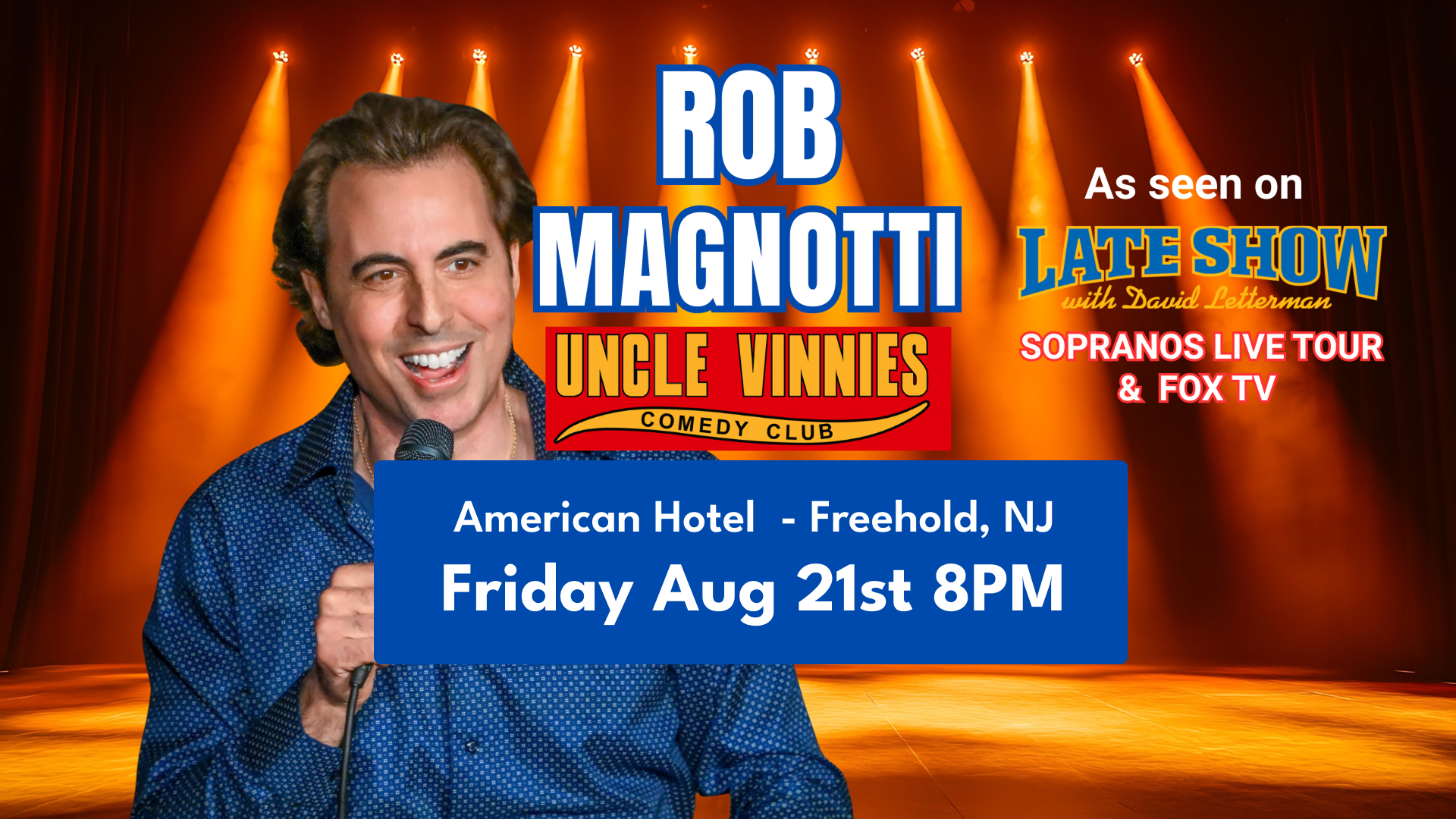 Rob Magnotti Comedian Impressionist from LETTERMAN at Uncle Vinnies Comedy Club Pt Pleasant NJ